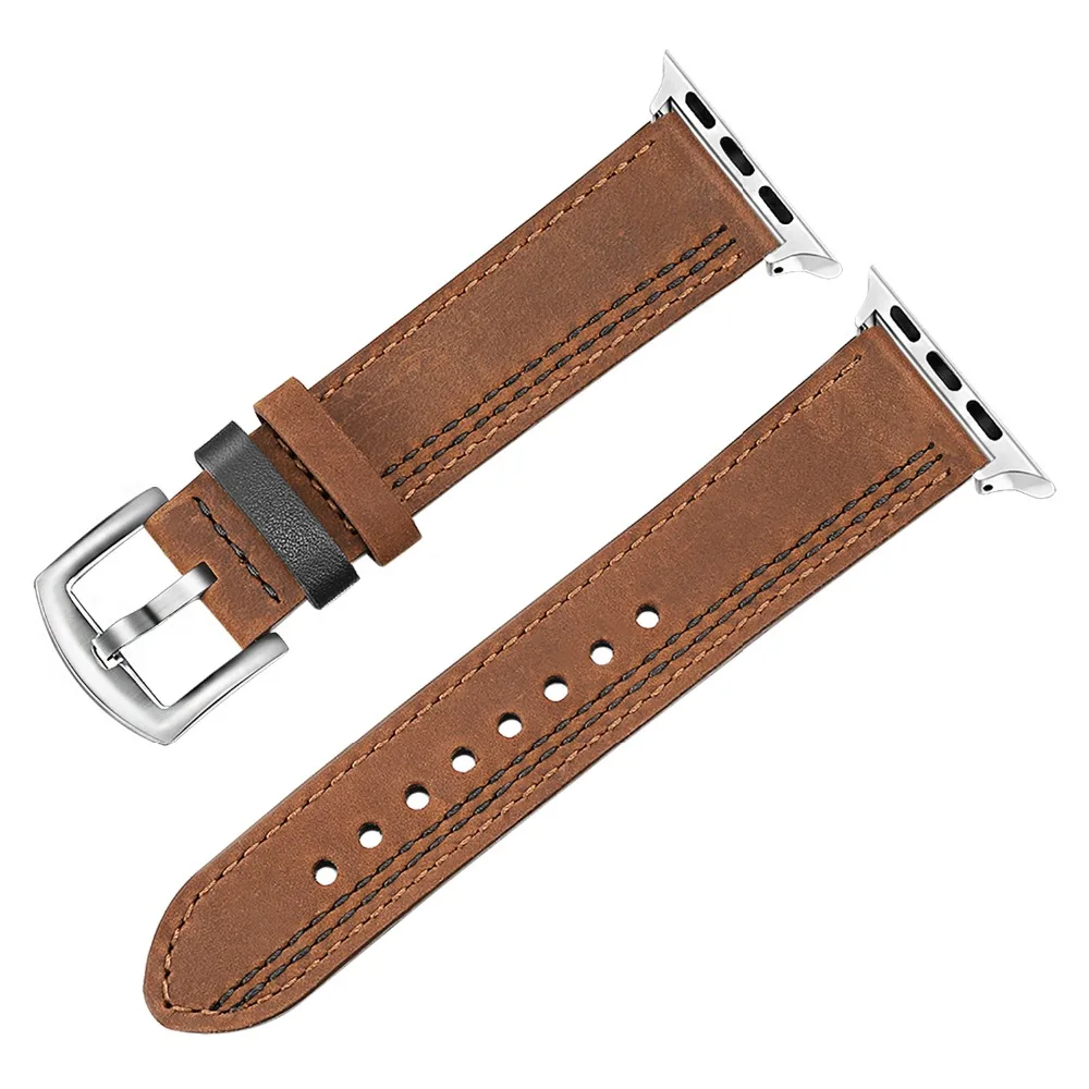 Уникальный ремешок из натуральной коровьей кожи для iWatch Apple Watch Series 5 4 3 2 1 38 мм 40 мм 42 мм 44 мм 316L сталь застежка ремешок