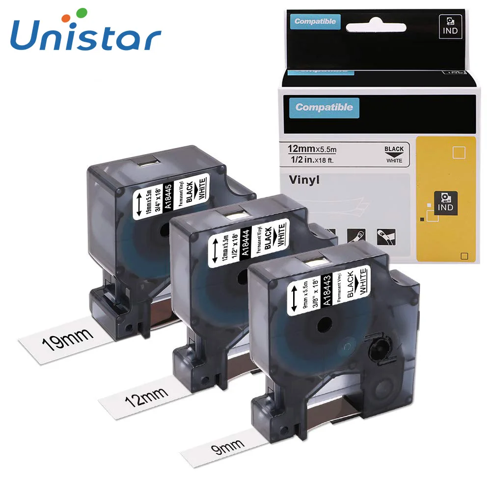 Сменный винил Unistar для Dymo Rhino Перманентный A18443 A18444 A18445 этикетка лента совместимая