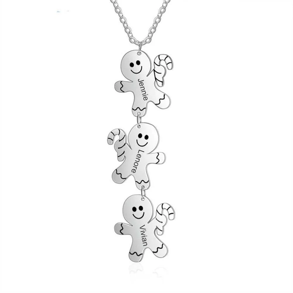 

Sherman Customized Multi-Name Necklace Personalized Lettering Snowman Pendant Necklace Christmas Gift Family Customized Necklace