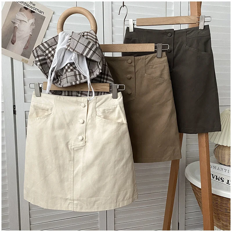 

The Cut Is Outstanding, Thick and Has a Weight of Slimming Sense of Design, High Waist All-Matching, Real Wear Skirt 167589