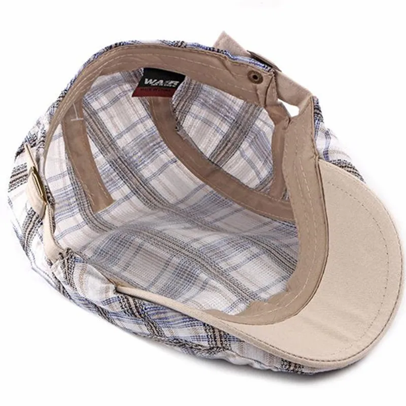 

2020 Summer Fashion Plaid Newsboy Caps Men Cotton Flat Peaked Cap Women Painter Beret Hats 07