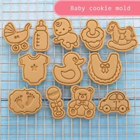 3d cookie mold plastic cartoon baby creative biscuit mold household three dimensional pressing teddy cookie cutter baking tool