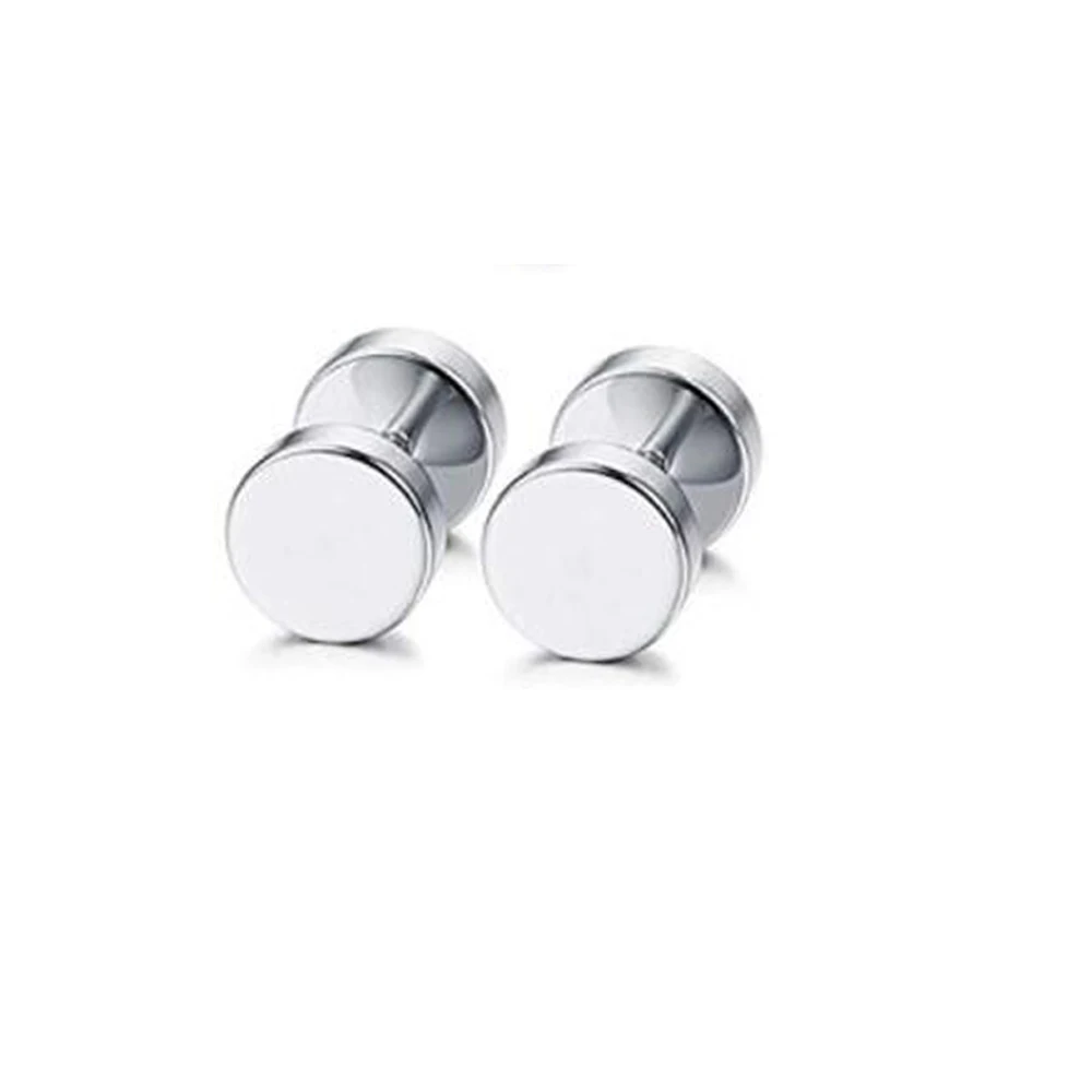 silver 2pcs 1-6 пар серьги из нержавеющей стали для мужчин Поддельные Вилки туннели шпилька для уха спираль бар для женщин мужчин серьги-кольца - Окраска металла: silver 2pcs