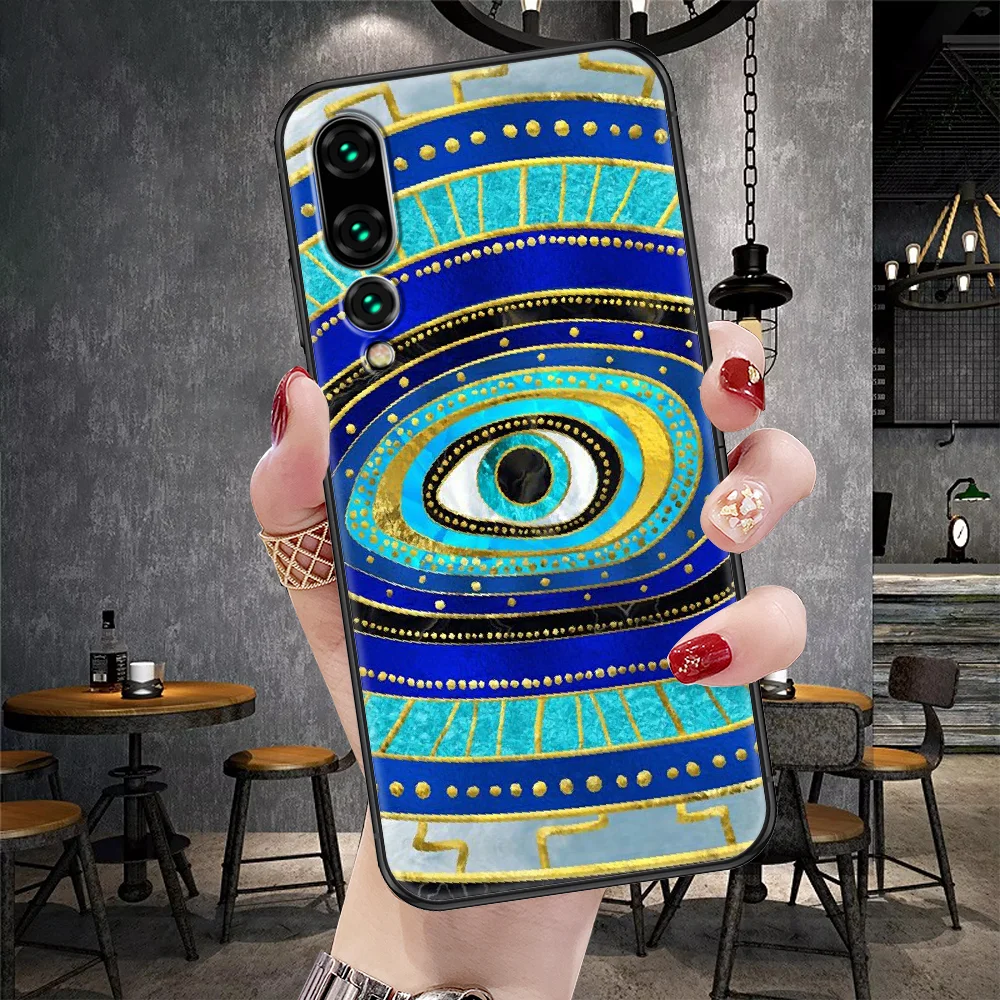 Nazar Boncuğu Evil eye Phone Case For Huawei P Mate P10 P20 P30 P40 10 20 Smart Z Pro Lite black silicone coque painting images - 6
