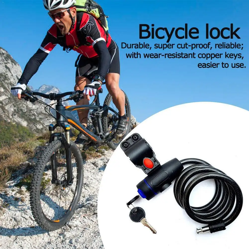 

Universal Anti-Theft Bike Bicycle Lock Steel Mtb Security Motorcycle Lock Cycle Cable For Castle Bike Coil E1T4