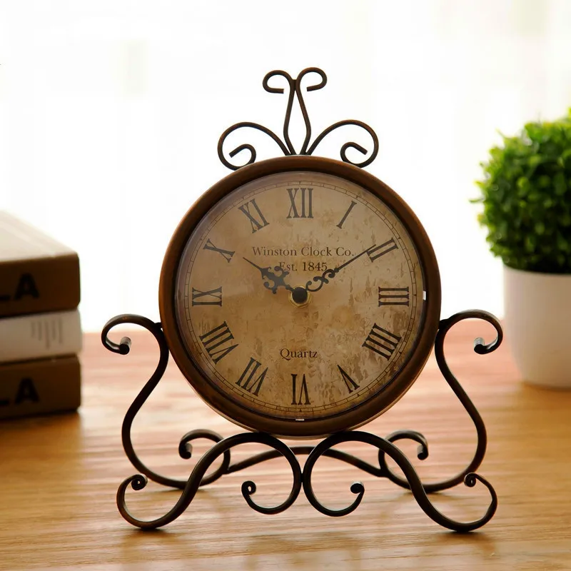 Европейские антикварные железные настольные часы для гостиной домашний декор