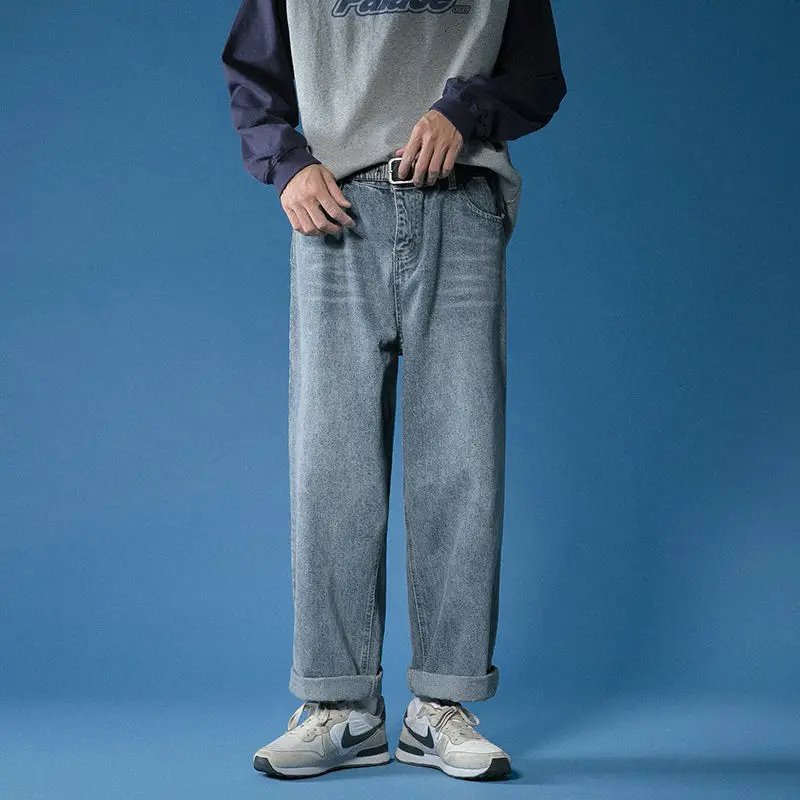 

New Style Straight Jeans Men Fashion Brand Versatile Loose Pants Wide Leg Unisex Denim Pants