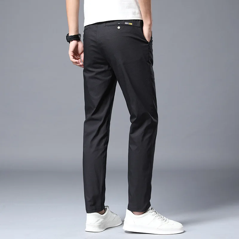 

Mens Casual Pants Cotton Stretch Male Trousers Straight Large Size Business Long Pants High Quality 3 Color Fashion Suit Pants