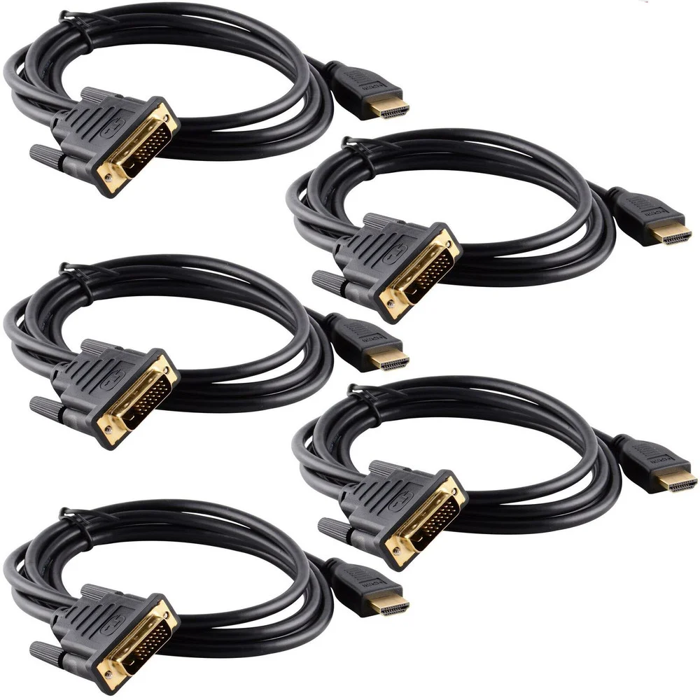 

Кабель-адаптер HDMI/DVI-D (24 + 1 Pin) для монитора HD HDTV 2 м (5 шт. в упаковке)