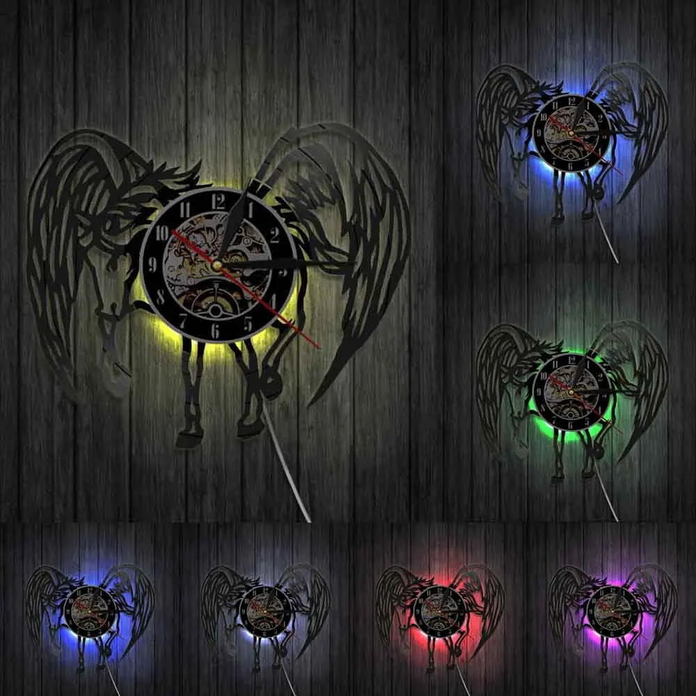 Настенные часы Pegasus винтажные настенные художественные фэнтезийные с лошадью