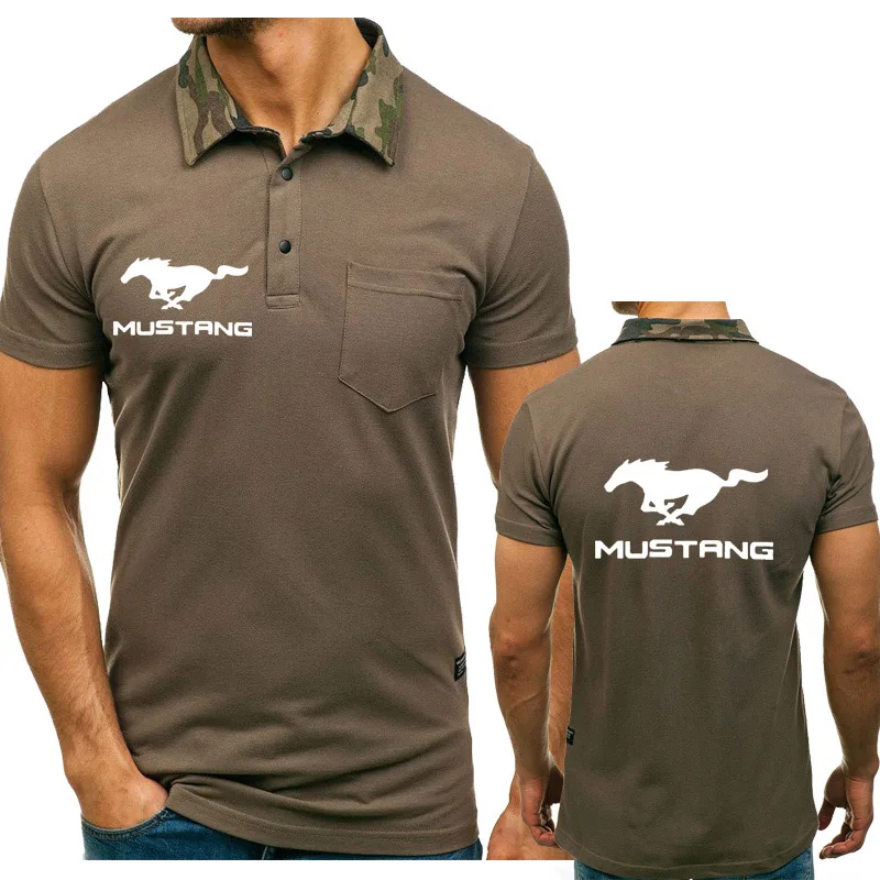 

2020 new summer Men's polo shirt Mustang Car Logo printing high quality Cotton Streetwear casual Mens Top Tee