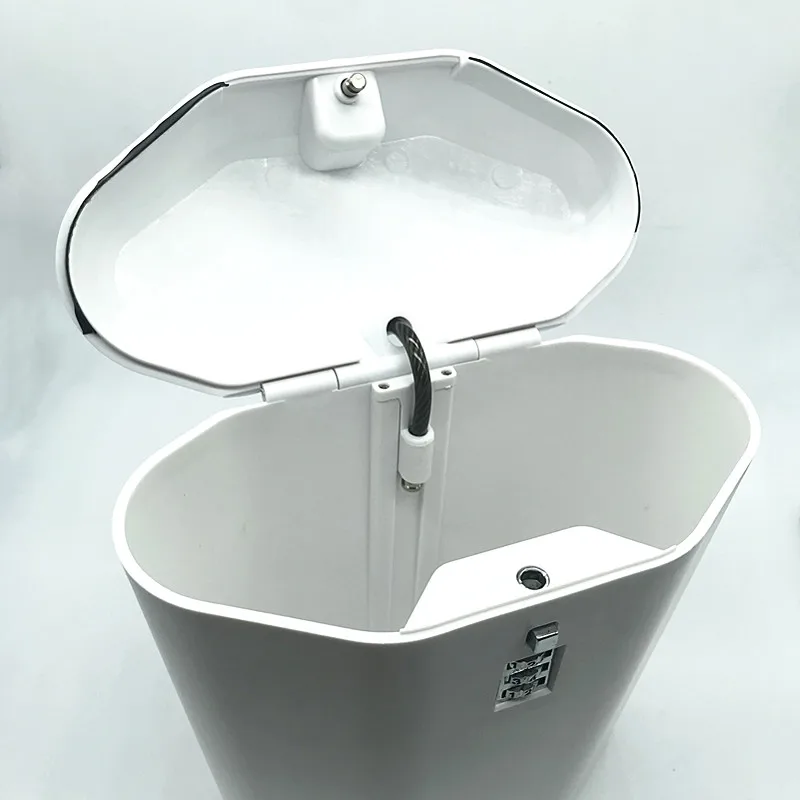 

Beach safe box with combination lock and safety cable