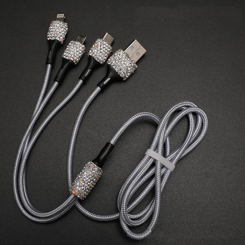 

3 In 1 USB Car Charger 5V Dual Port Fast Adapter with Type C Micro USB Multi Charging Cable for IPhone Ipad Android Universial