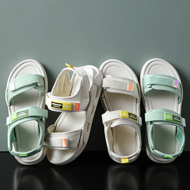 

2021 New SummerSports Sandals Female Ins Tide Net Red Korean Version of The Velcro Student Flat Female Sandals Women's Shoes