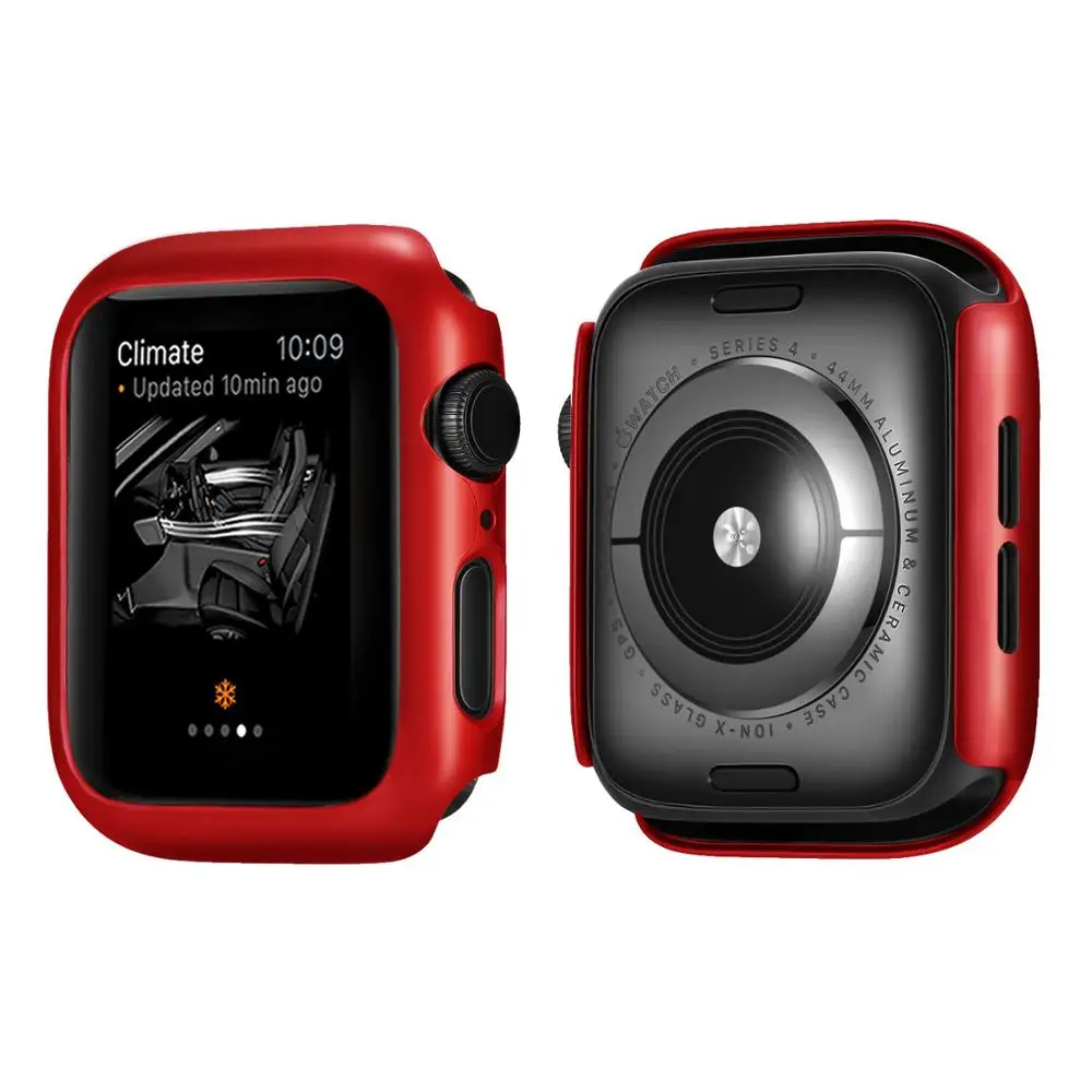 Матовый чехол для Apple Watch 4 44 мм 40 мм защитная рамка защитная оболочка идеальный бампер чехол для iWatch 4 крышка - Цвет: red