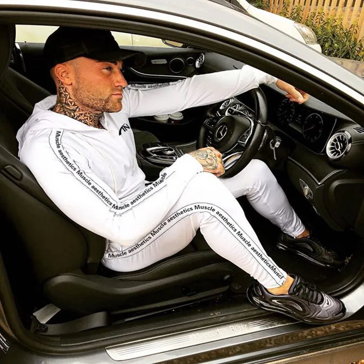 

Muscle Aesthetics Tide Brand Long Sleeve Sports Sweatshirt Men's Cardigan Hooded Fitness Jacket Clothing