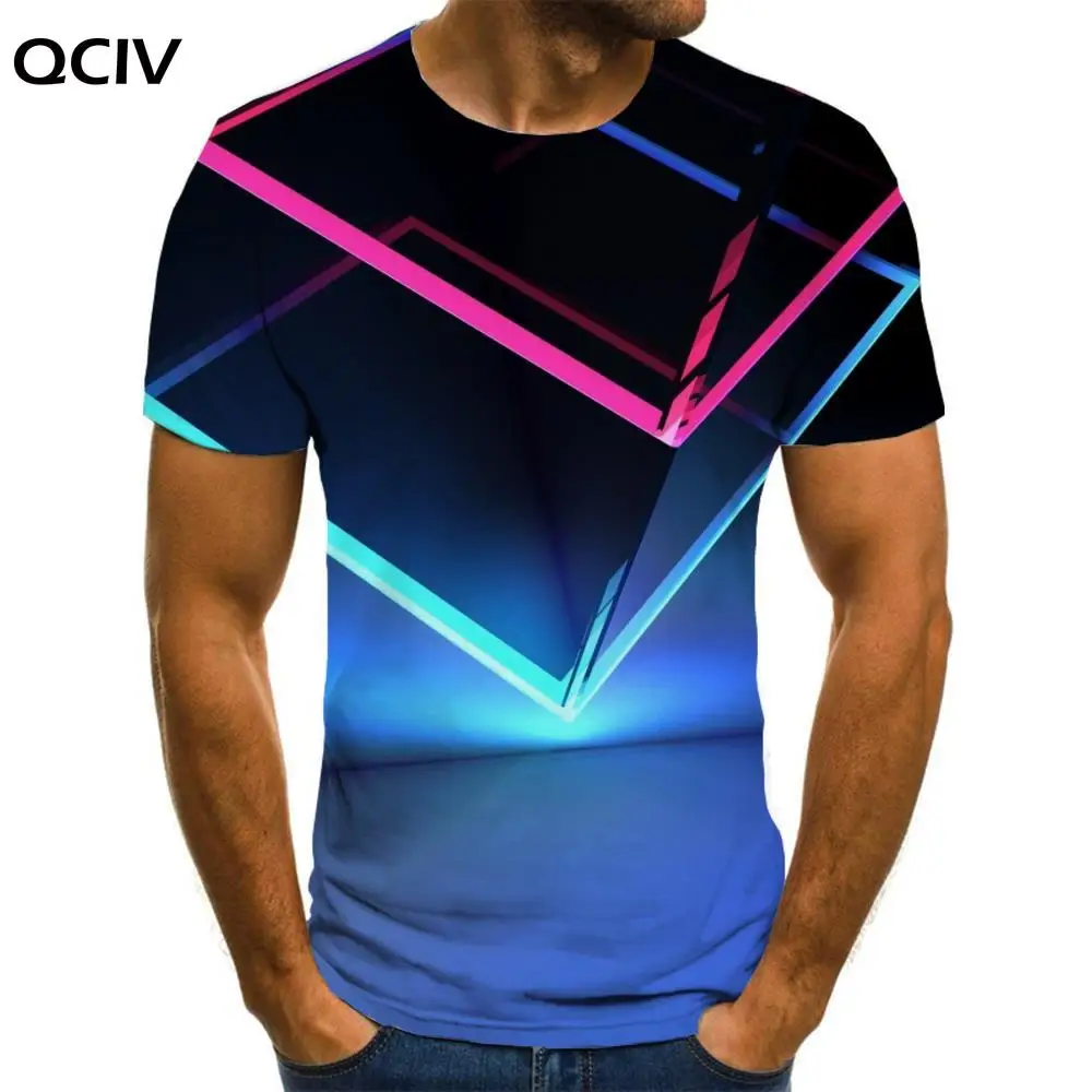 

QCIV Psychedelic T shirt Men Geometry Anime Clothes Colorful Shirt Print Graphics T-shirts 3d Short Sleeve Hip hop Printed Slim