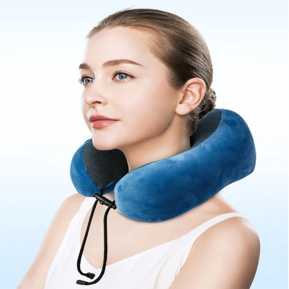 Дорожная подушка из пены с эффектом памяти для шеи самолетов автомобиля офиса