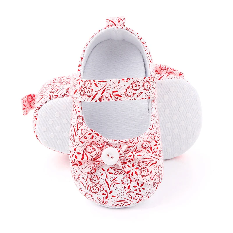

Baby Girls Summer Shoes New Newborn Infant Baby Girl Soft Crib Shoes Infants Anti-slip Sneaker Flower Print Bow Prewalker 0-12M