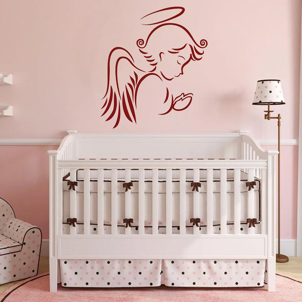 

Angel Baby Wall Decal Spiritual Aura Wings Art Kids Bedroom Baby Room Nursery Home Decor Door Window Vinyl Stickers Mural Q302