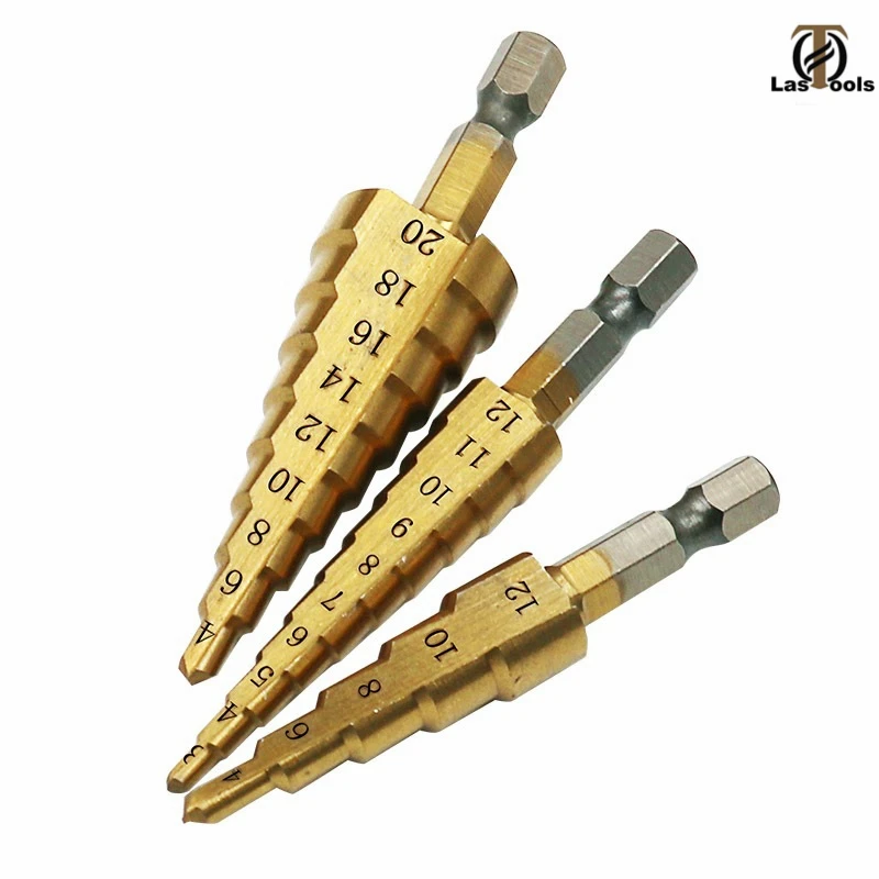 3 шт. шаговый конус HSS Коническое сверло набор дыра резак метрических на возраст