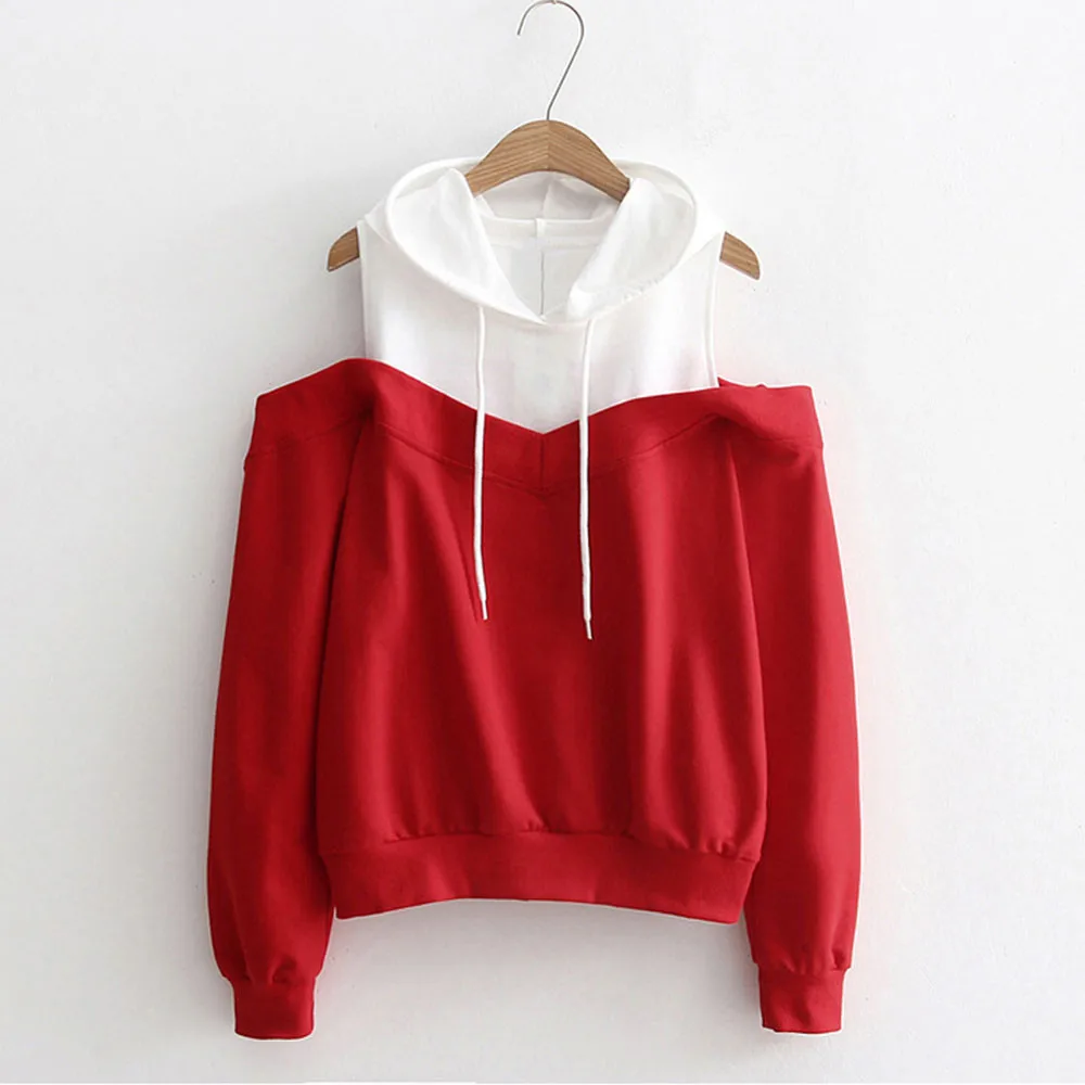 Womens Off Shoulder Long Sleeve Hoodie Sweatshirt Hooded Pullover Tops Blouse Cute Hoodies Super Junior Kpop | Женская одежда