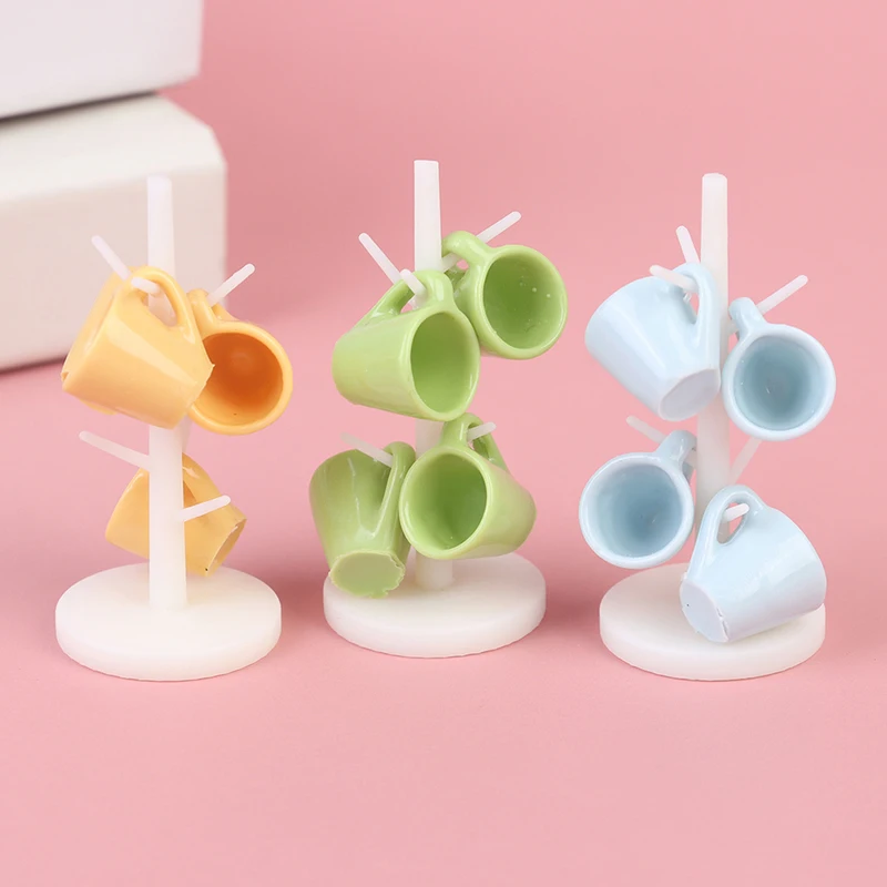 

1PCS Dining Room Bar Furniture Decoration With Cup Mini Dollhouse Cups Rack Stand Holder Doll House Miniature