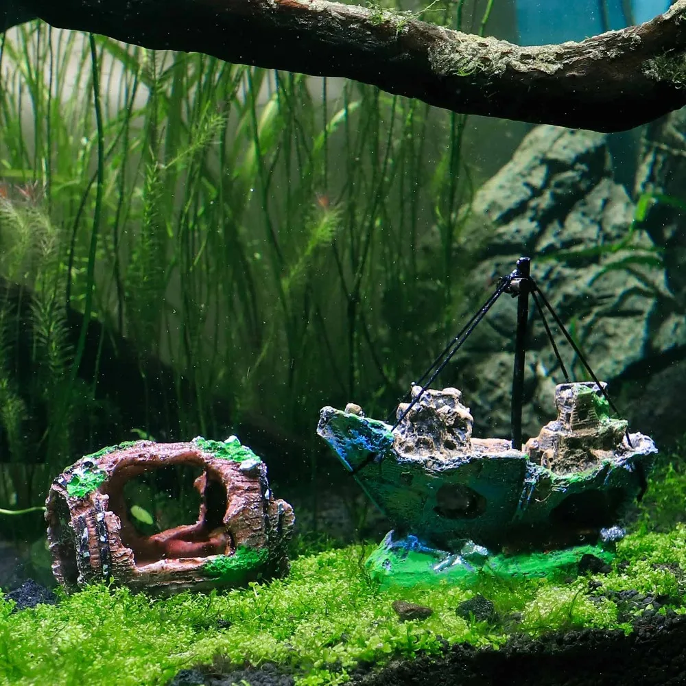 Пиратский корабль украшение для аквариума из смолы декоративная лодка