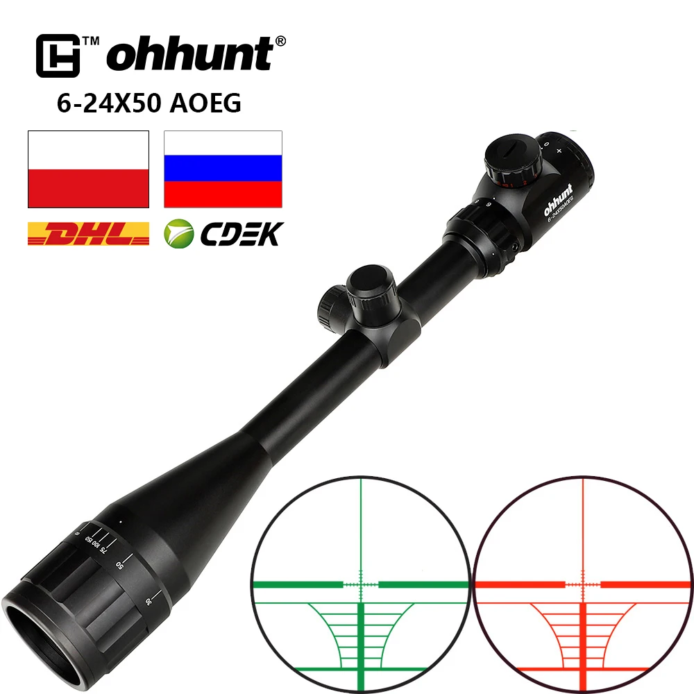 Охотничий ohhunt 6-24x50 AOEG дальномер сетчатый прицел для винтовки с солнцезащитным