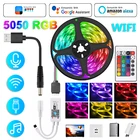 Светодиодная лента с Usb, Wi-Fi, 5050 Rgb, декоративная неоновая лента для подсветки комнаты, светильник для геймерского шкафа, ТВ, настенный потолочный светильник, s 12 В, 1-30 м