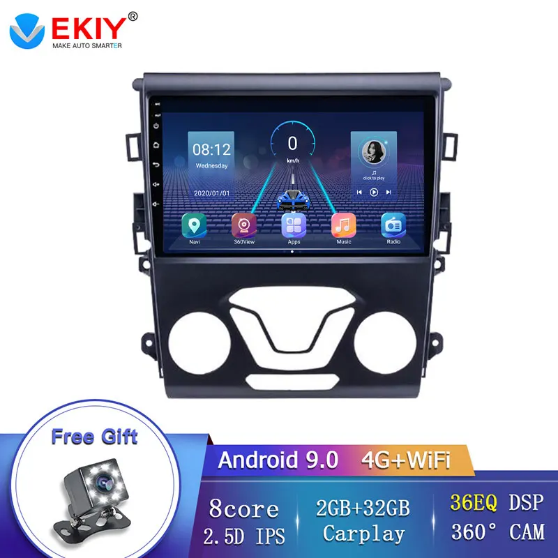 EKIY Android 9 0 IPS 8 ядерный автомобильный радиоприемник для Ford Mondeo 2012 2013 2014 встроенный