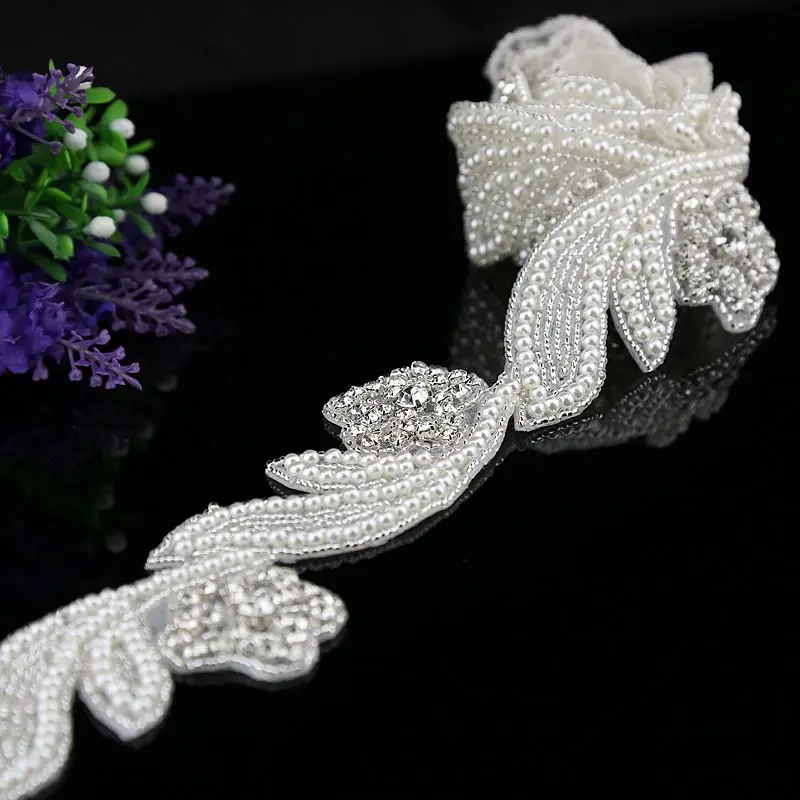 Стразы с жемчужной аппликацией 1 ярд свадебная аппликация для выпускного вечера