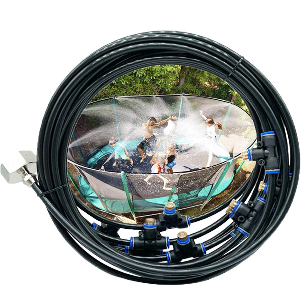

8m Outdoor Misting Cooling System Low Pressure Spray System Piping Buckle Strap Brass Adapter