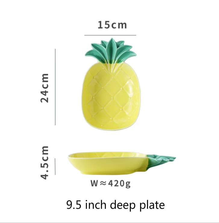 9.5-inch plate Креативное симпатичное керамическое Ананасовое блюдо, чаша, блюдо для фруктов для ресторана, тарелки для дома, керамическая тарелка, тарелки для закусок - Цвет: 9.5-inch plate