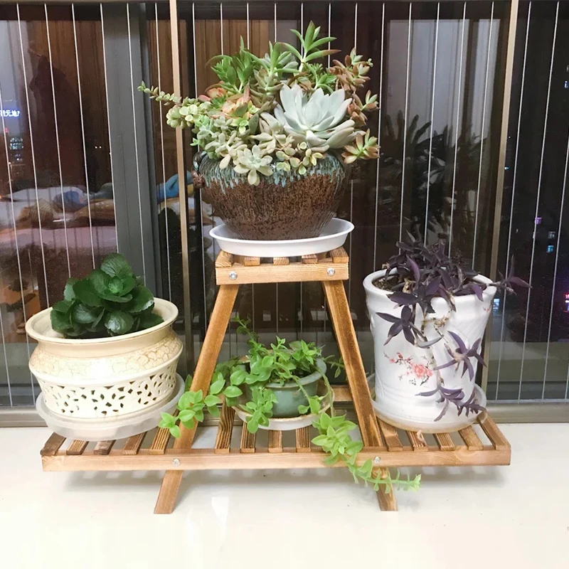 

Solid Wood Hollow Floor Type Multilayer Fleshy Jardiniere Sitting Room Interior Wooden Balcony