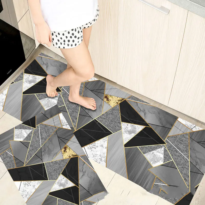 

Modern Geometric Waterproof Oil Proof Mat Soft Bedroom Floor Mat Anti Slip Bath Mat Living Room Carpet Doormat Kitchen Rug