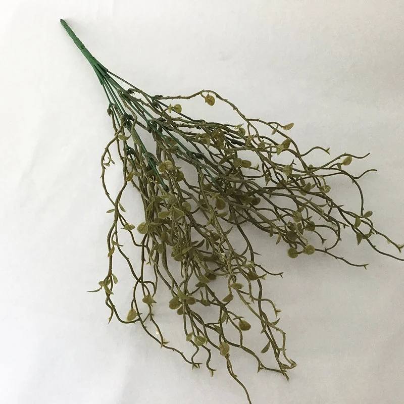 Искусственная зелень пластик 7 вилка листья розы листва ветви домашний стол