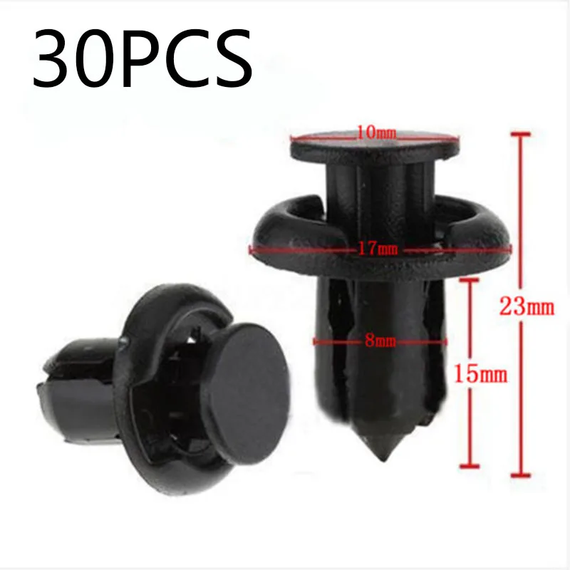 

30Pcs New Car Black Rivets Plastic Fastener Fender Push Pin Clip Bumper Parts