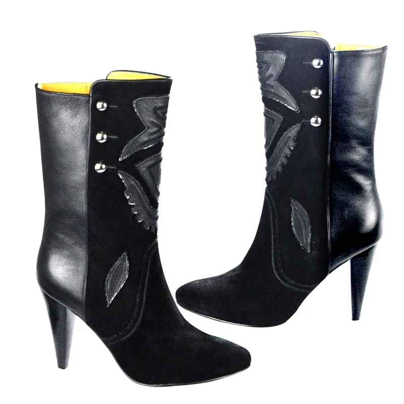 Женские зимние сапоги из натуральной кожи качественные замшевые ботильоны с