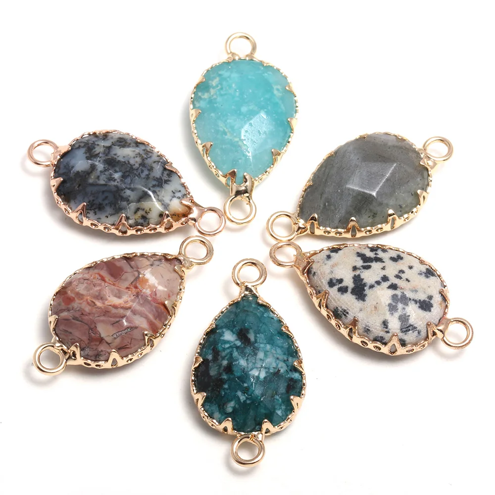 

New Drop-Shaped Faceted Semi-Precious Stone Lace Connector For Jewelry Making Bracelets Craft Charm Accessories Size 13x26mm
