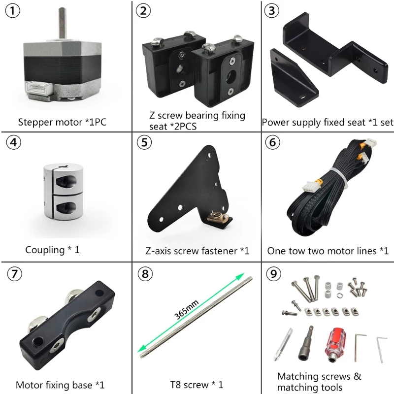 Совместим с Ender3/3S V2 Cr10/10Ss обновленный двойной приводной винт Z-Axis комплект