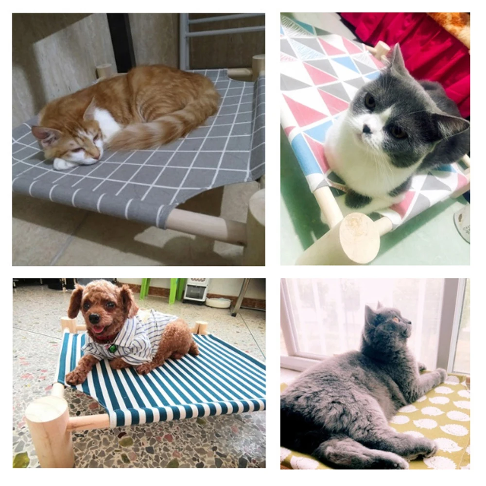 Возвышенная кровать для кошек домик гамаки Вуд холст котят домики прочный товары