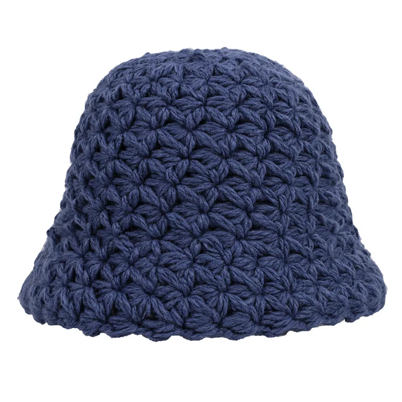 Простая вязаная шапка в рыбацком стиле Женская осенне-зимняя теплая виде