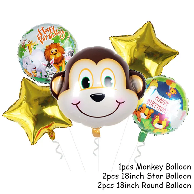Animal Ballon Set 6 WEIGAO животные Лев зебра жираф фольгированные шары джунгли вечерние бумажная тарелка на день рождения чашка торт топперы для детей сафари подарок на день рождения - Цвет: Animal Ballon Set 6
