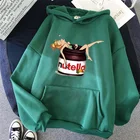 Толстовка женская с капюшоном, модный простой пуловер с мультяшным принтом Нутеллы, свободная одежда с длинным рукавом, на осень