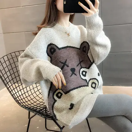 

Трикотажный свитер в стиле аниме для девочек, мужские свитера в стиле хип-хоп, винтажный пуловер для женщин, топы в японском стиле Харадзюку,...