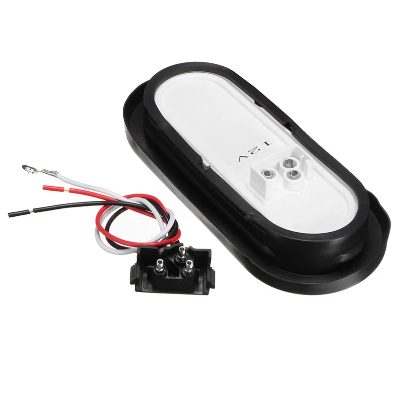 

2Pcs 6 inch Oval White 22 LED Truck Taillight Transparent Reversing Tail Light for Truck Trailer Warning Light