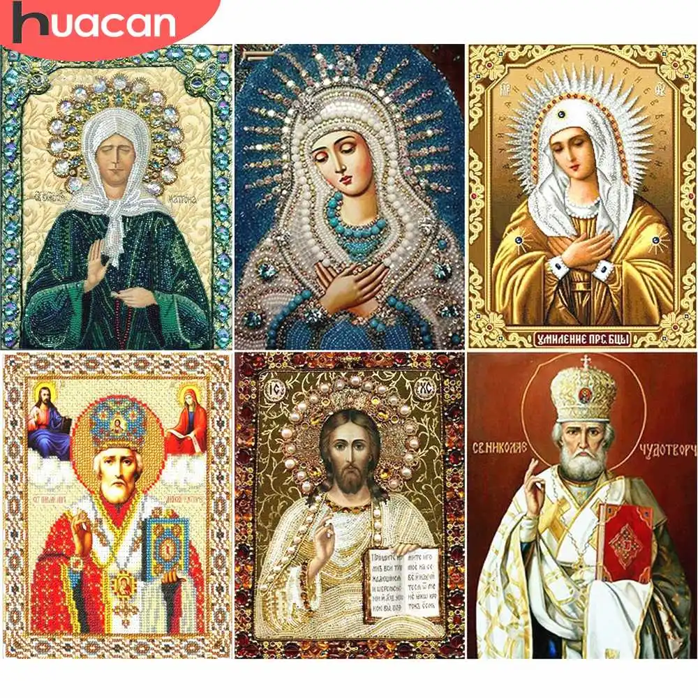 HUACAN Алмазная вышивка крестиком икона религия полная квадратная Алмазная мозаика Мадонна DIY Фараон стразы украшение дома