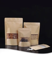 10pcs beige stand up kraft paper zip lock bag dried fruits ground coffee snack nuts powder heat sealing packaging pouches