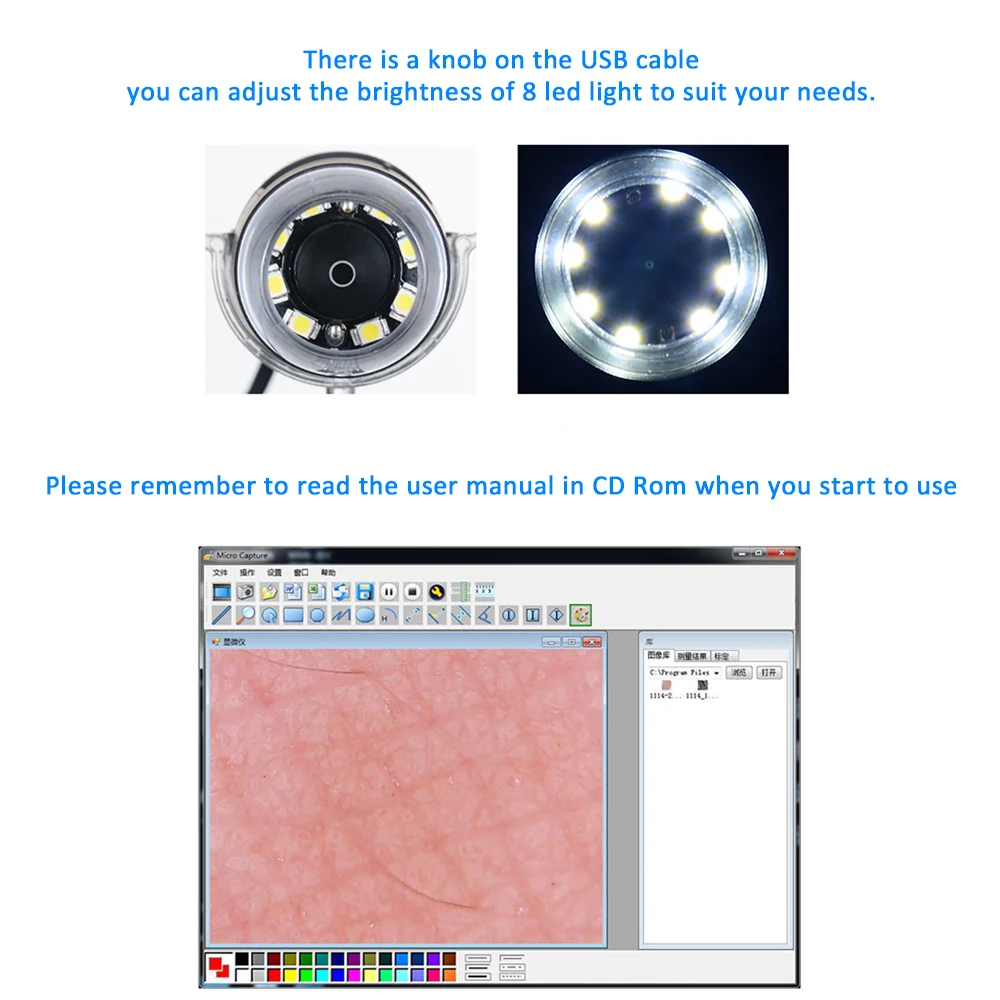 Handheld Microscope Portable USB Digital 1000x Magnification Camera 8 LED with Metal Stand Compatible for Windows XP/Vista/Win |